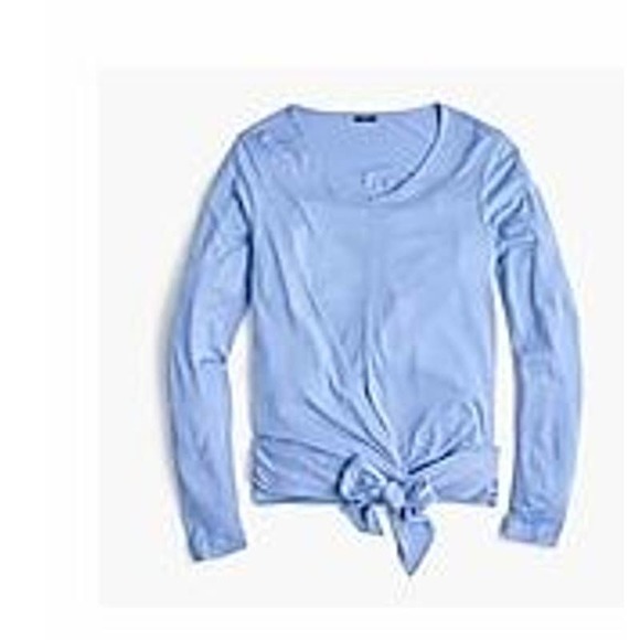 J. Crew Tops - J. CREW TIE FRONT LONG SLEEVE Blue-SHIRT Size XL New with Tags